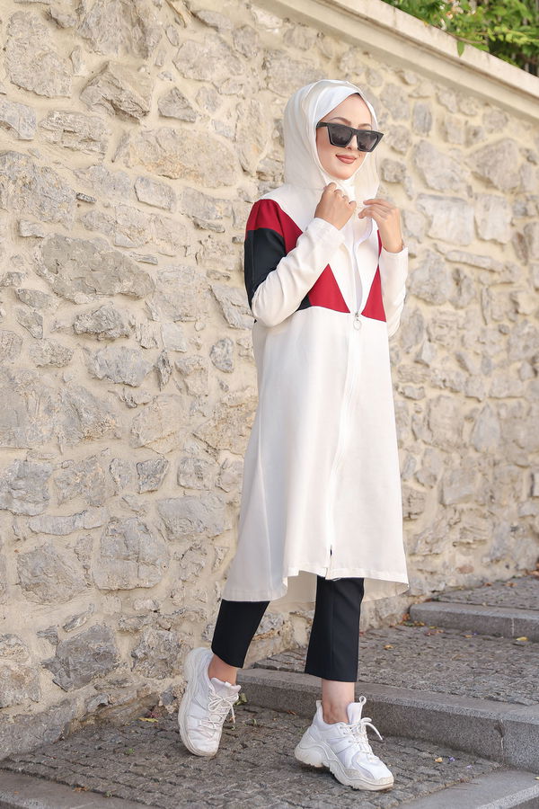 3082 KAPSONLU TUNİK Bordo - 3082 BORDO