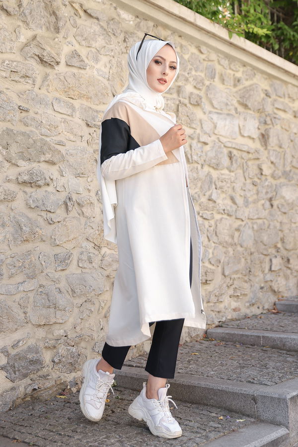 3082 KAPSONLU TUNİK Bej - 3082