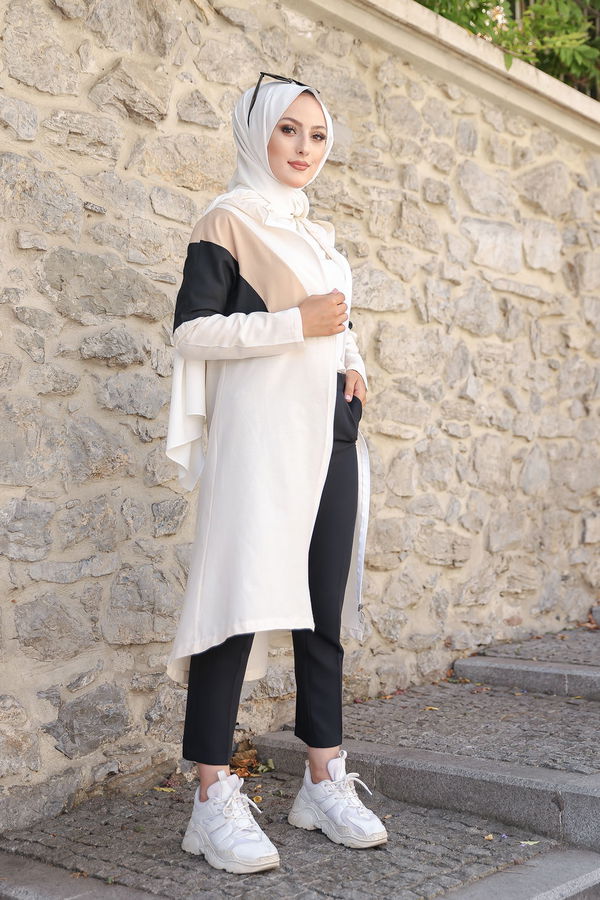 3082 KAPSONLU TUNİK Bej - 3082