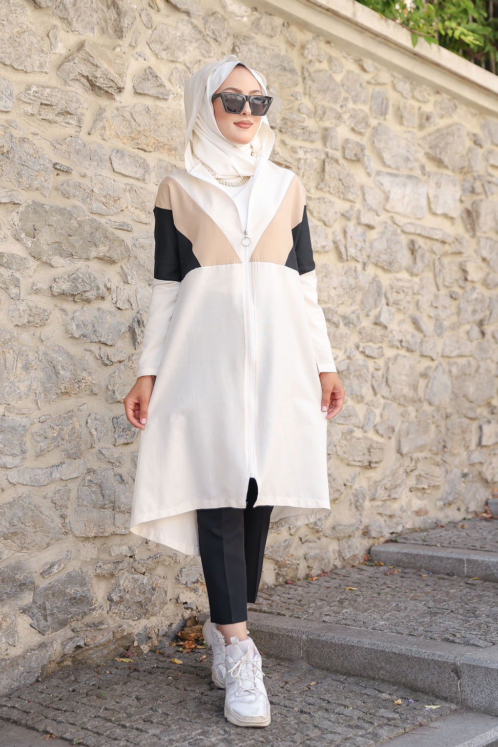 3082 KAPSONLU TUNİK Bej - 3082