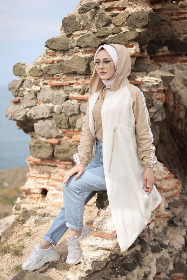 3059 KAPŞONLU TUNİK Vizon - 3059