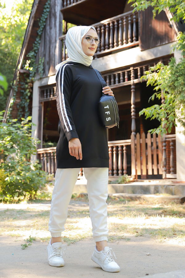 KOL SERITLI TUNIK Siyah - 2828