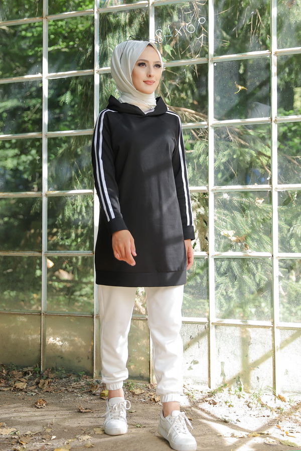 KOL SERITLI TUNIK Siyah - 2828