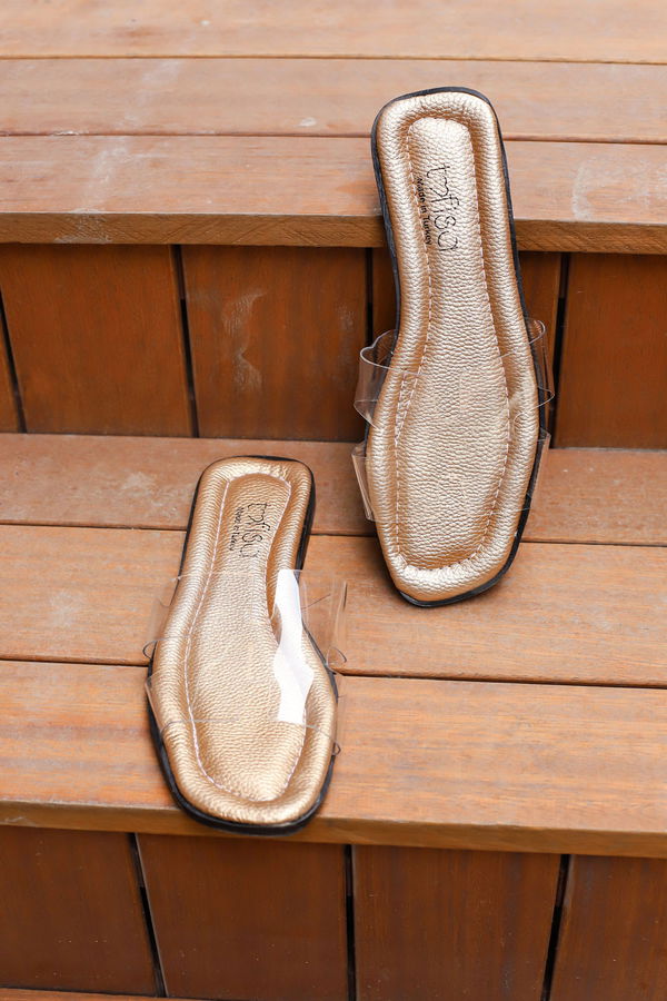 Kadın Sarı Şeffaf Hermes Terlik Gold - 0101 - 101