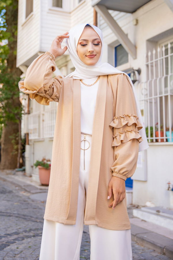 3252 KOLU FIRFIRLI CEKET Bej - 3252