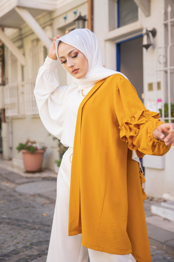 3252 KOLU FIRFIRLI CEKET Sarı - 3252 Sarı