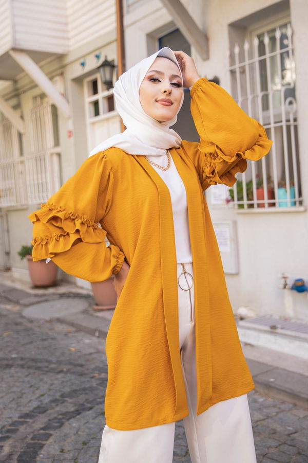3252 KOLU FIRFIRLI CEKET Sarı - 3252 Sarı
