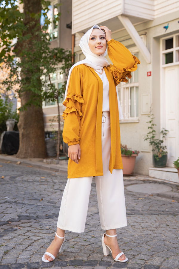 3252 KOLU FIRFIRLI CEKET Sarı - 3252 Sarı
