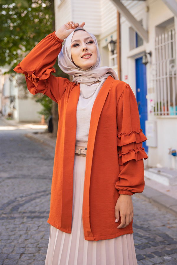 3252 KOLU FIRFIRLI CEKET Kiremit - 3252