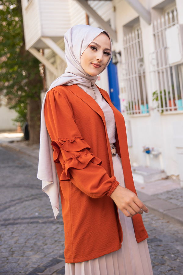 3252 KOLU FIRFIRLI CEKET Kiremit - 3252