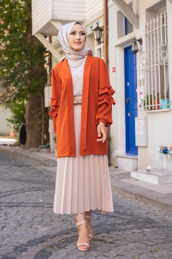 3252 KOLU FIRFIRLI CEKET Kiremit - 3252