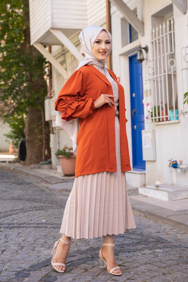 3252 KOLU FIRFIRLI CEKET Kiremit - 3252