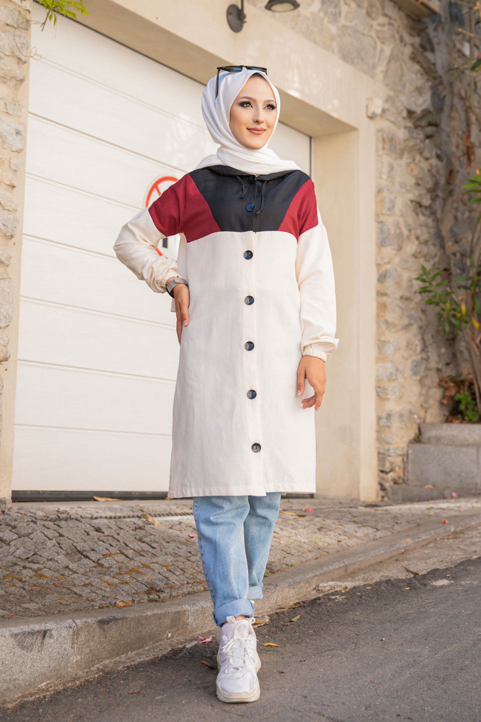3063 KAPŞONLU TUNİK Bordo - 3063