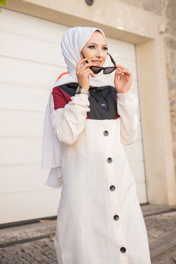 3063 KAPŞONLU TUNİK Bordo - 3063