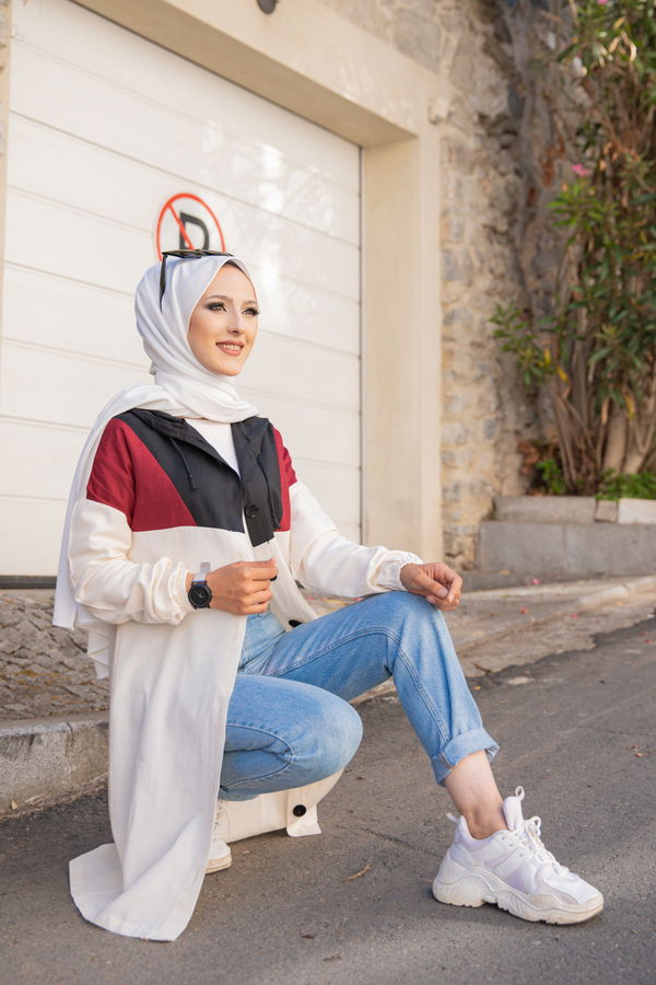 3063 KAPŞONLU TUNİK Bordo - 3063