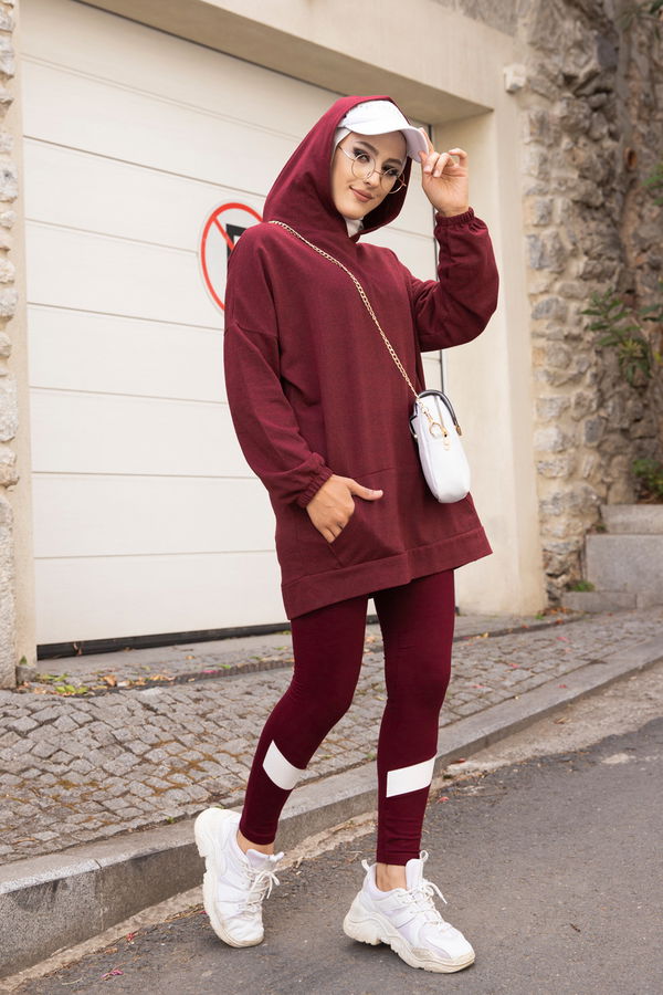 4145 LIKRALI TAYT Bordo - 4145