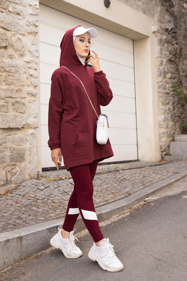 4145 LIKRALI TAYT Bordo - 4145