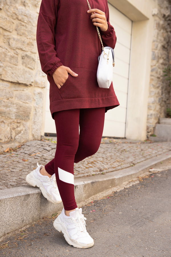 4145 LIKRALI TAYT Bordo - 4145