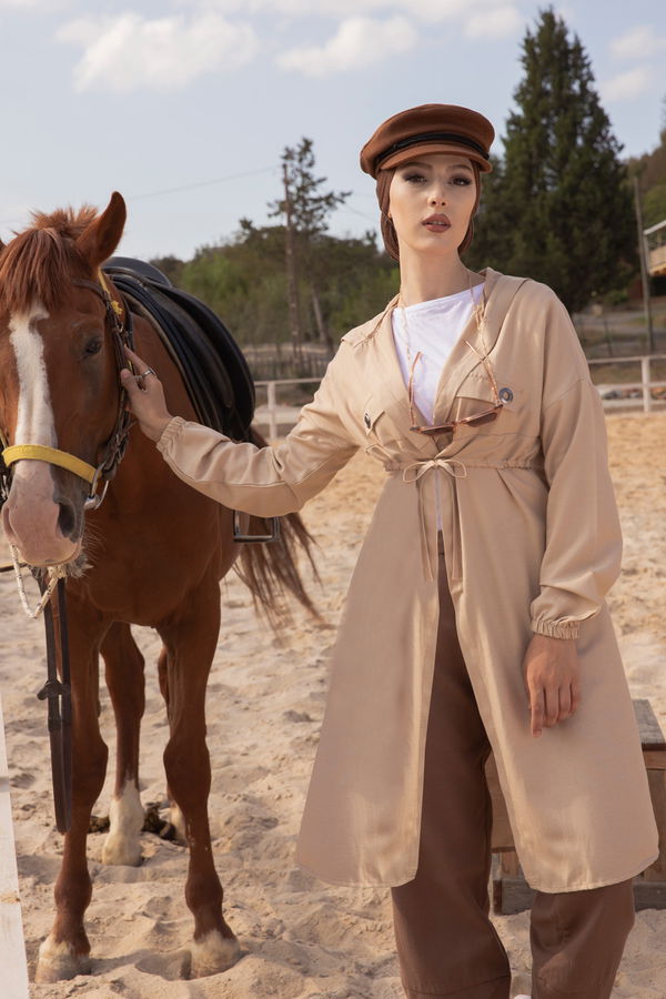 3072 KUŞ GOZLU TRENÇ Bej - 3072