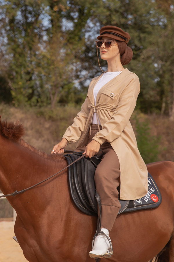 3072 KUŞ GOZLU TRENÇ Bej - 3072