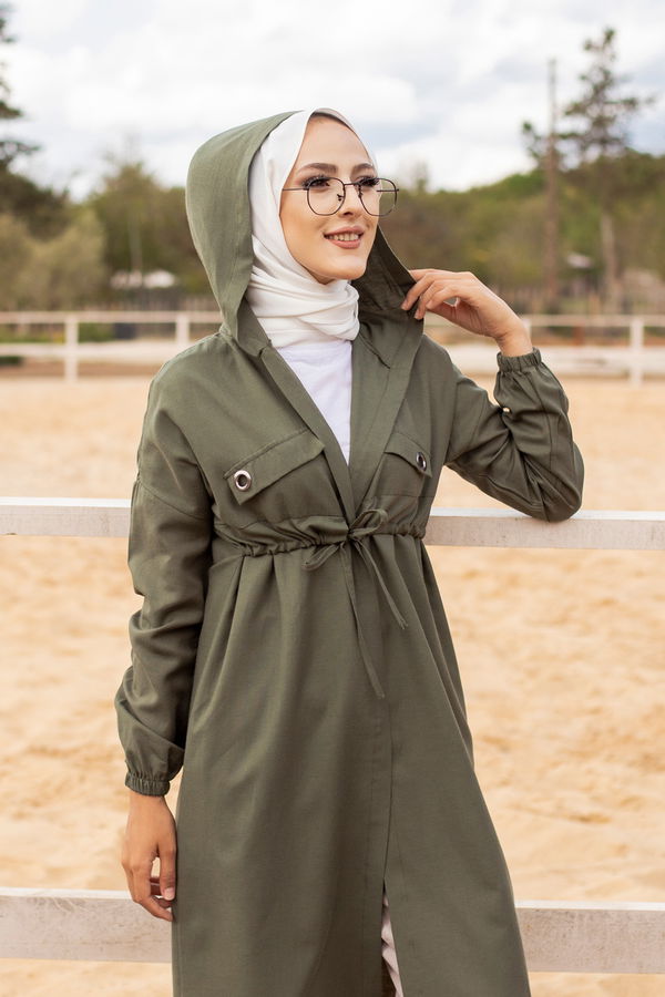 3072 KUŞ GOZLU TRENÇ Haki - 3072 HAKİ
