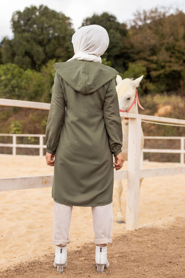 3072 KUŞ GOZLU TRENÇ Haki - 3072 HAKİ