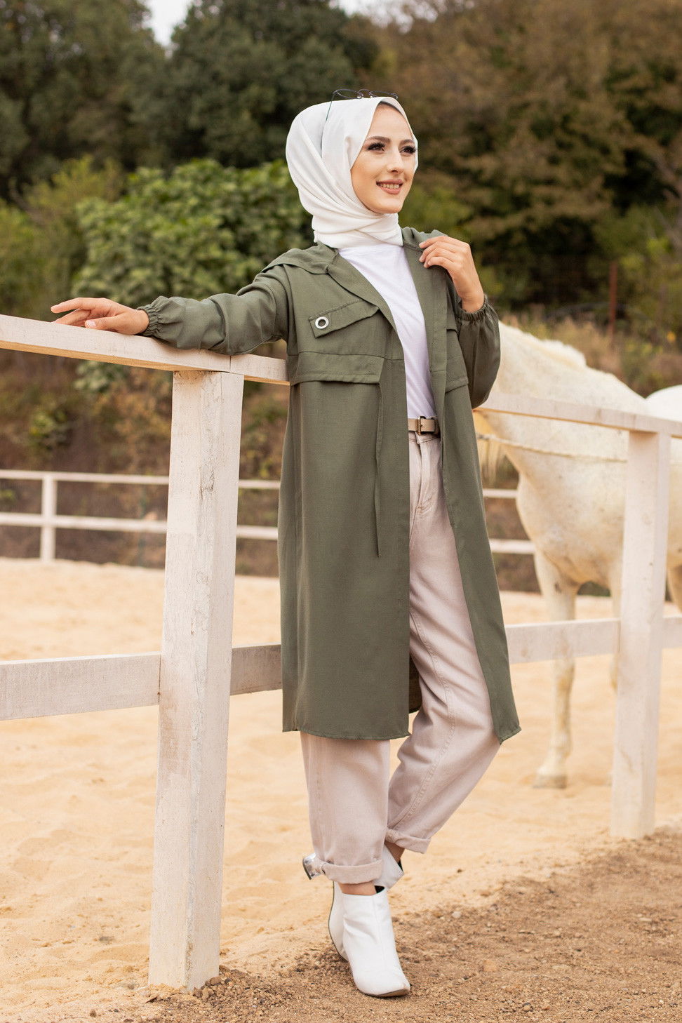 3072 KUŞ GOZLU TRENÇ Haki - 3072 HAKİ