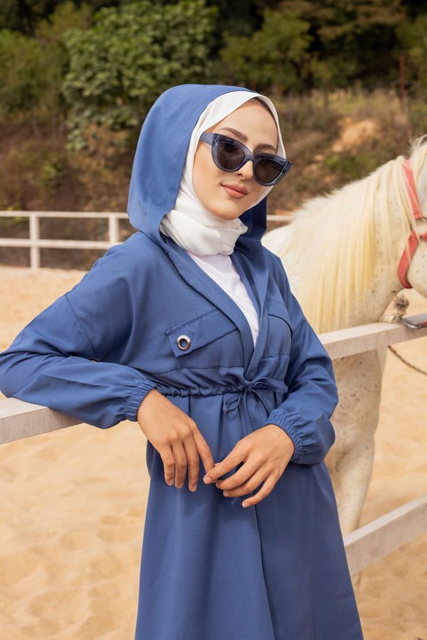 3072 KUŞ GOZLU TRENÇ Mavi - 3072