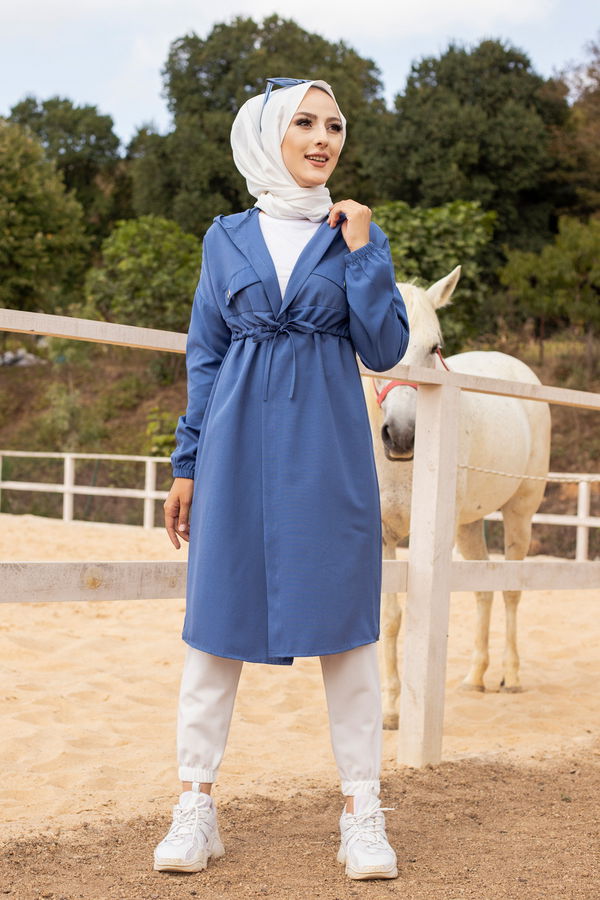 3072 KUŞ GOZLU TRENÇ Mavi - 3072