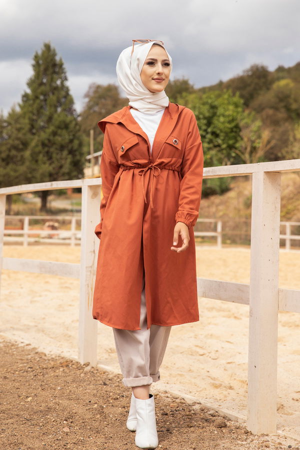 3072 KUŞ GOZLU TRENÇ Kiremit - 3072