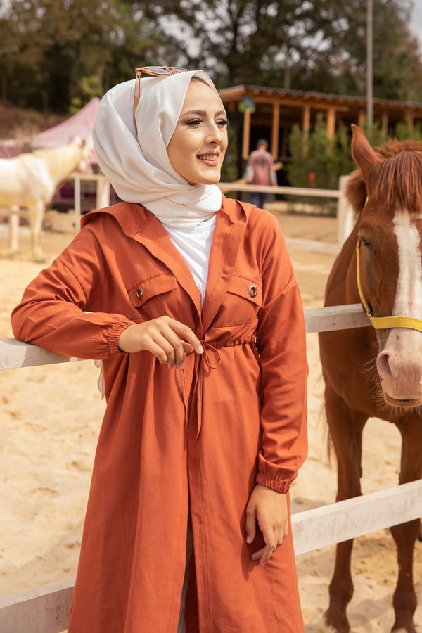 3072 KUŞ GOZLU TRENÇ Kiremit - 3072