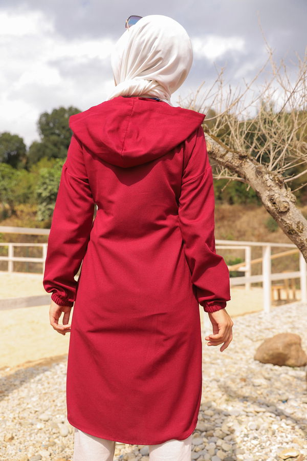 3072 KUŞ GOZLU TRENÇ Bordo - 3072 BORDO