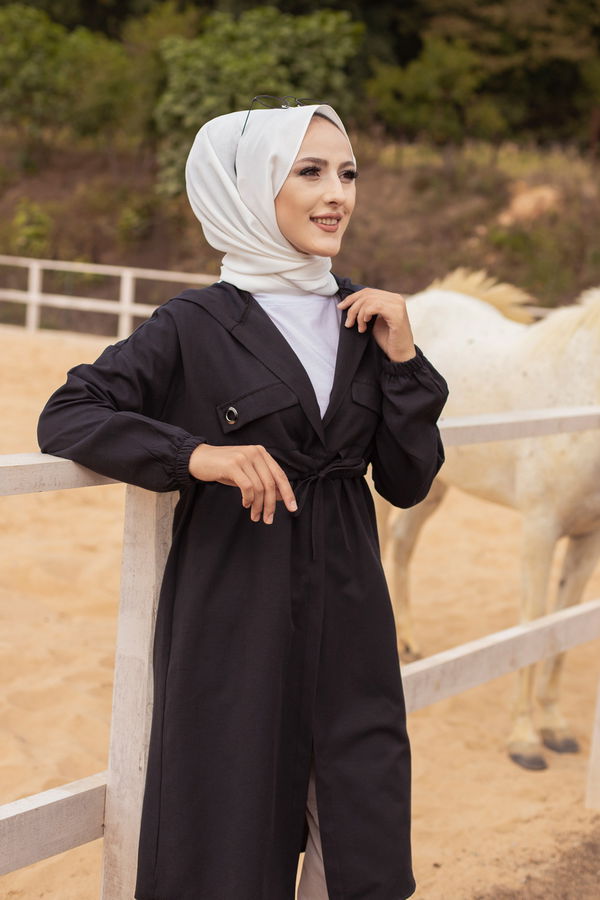 3072 KUŞ GOZLU TRENÇ Siyah - 3072 SİYAH