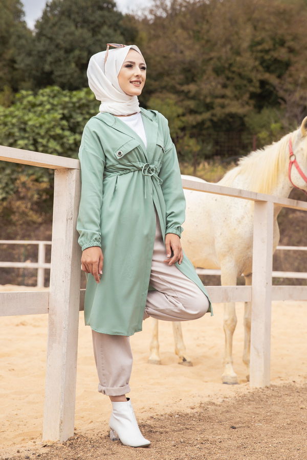 3072 KUŞ GOZLU TRENÇ Yeşil - 3072