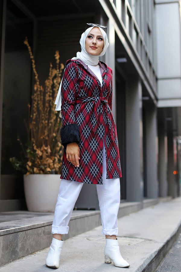 3317 JAKARLI KUŞAKLI KAP Bordo - 3317 BORDO