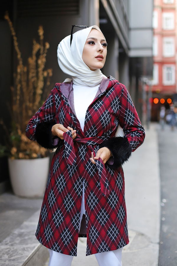 3317 JAKARLI KUŞAKLI KAP Bordo - 3317 BORDO