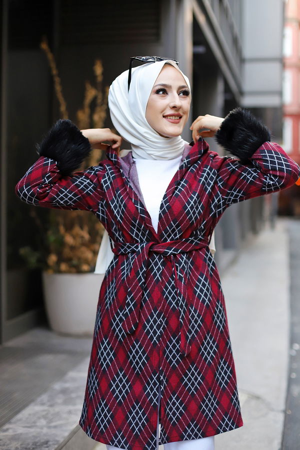 3317 JAKARLI KUŞAKLI KAP Bordo - 3317 BORDO
