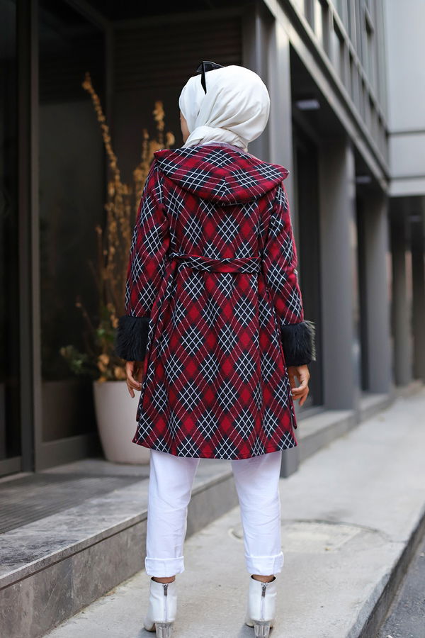 3317 JAKARLI KUŞAKLI KAP Bordo - 3317 BORDO