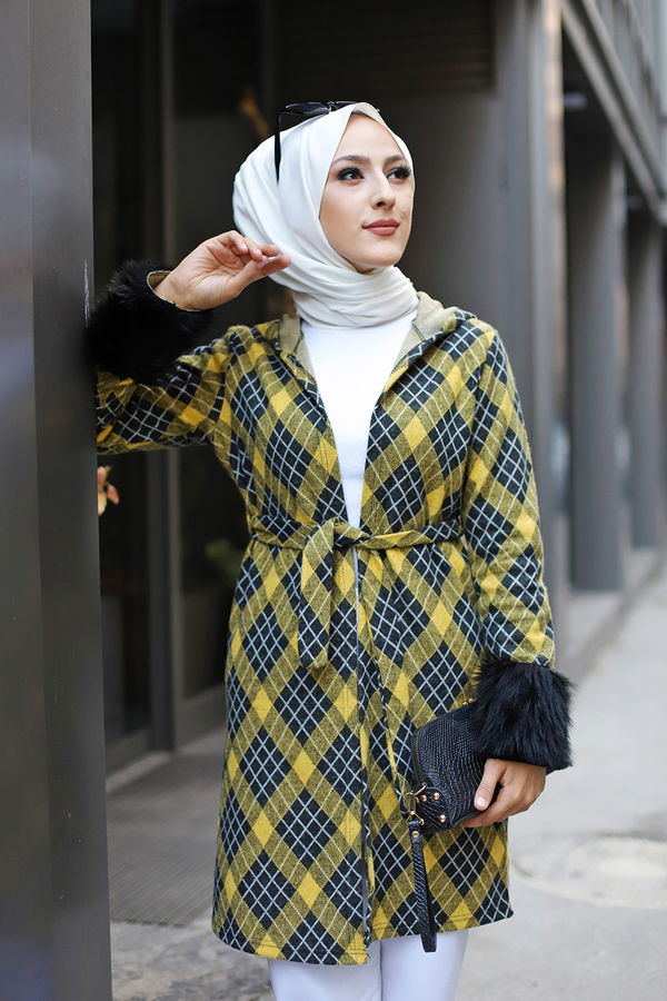 3317 JAKARLI KUŞAKLI KAP Sarı - 3317
