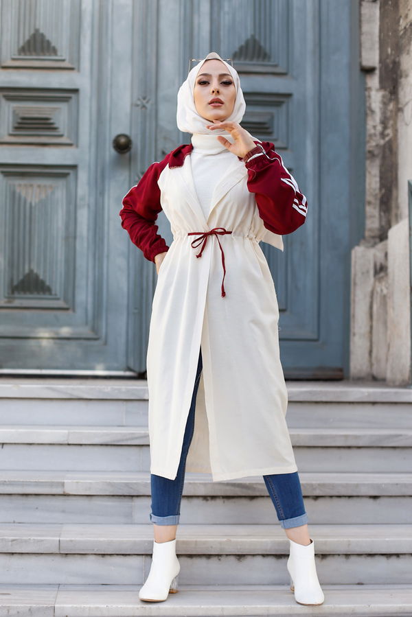 3059 KAPŞONLU TUNİK Bordo - 3059