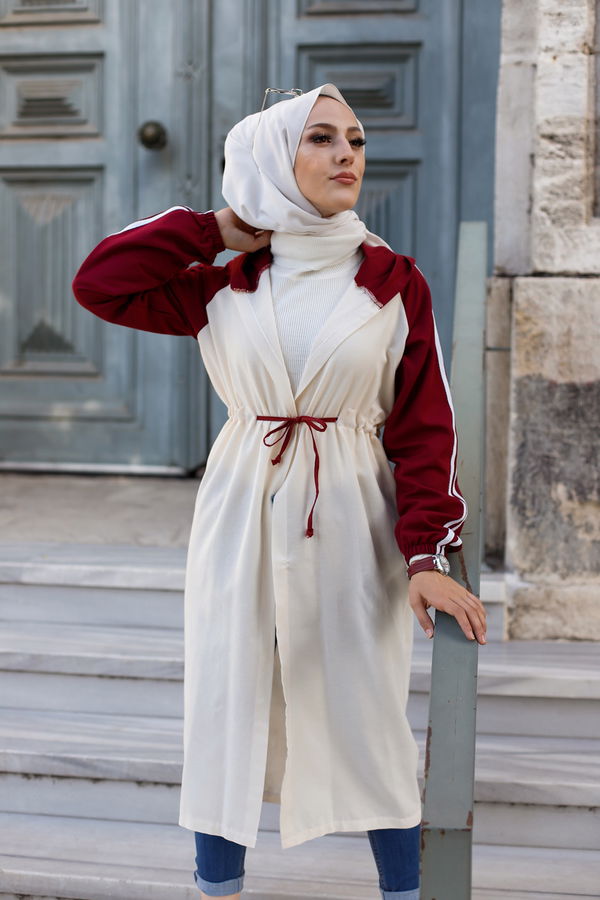 3059 KAPŞONLU TUNİK Bordo - 3059