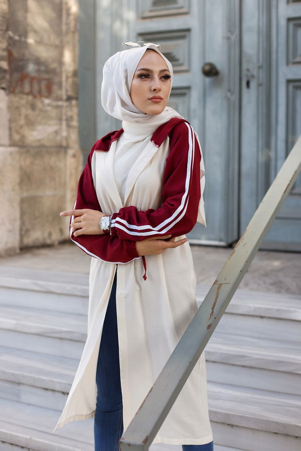 3059 KAPŞONLU TUNİK Bordo - 3059