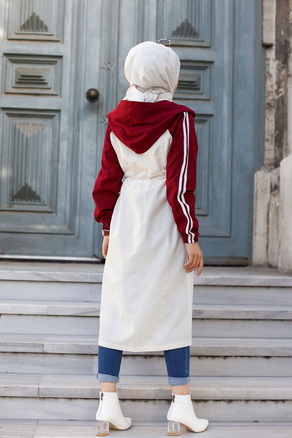 3059 KAPŞONLU TUNİK Bordo - 3059