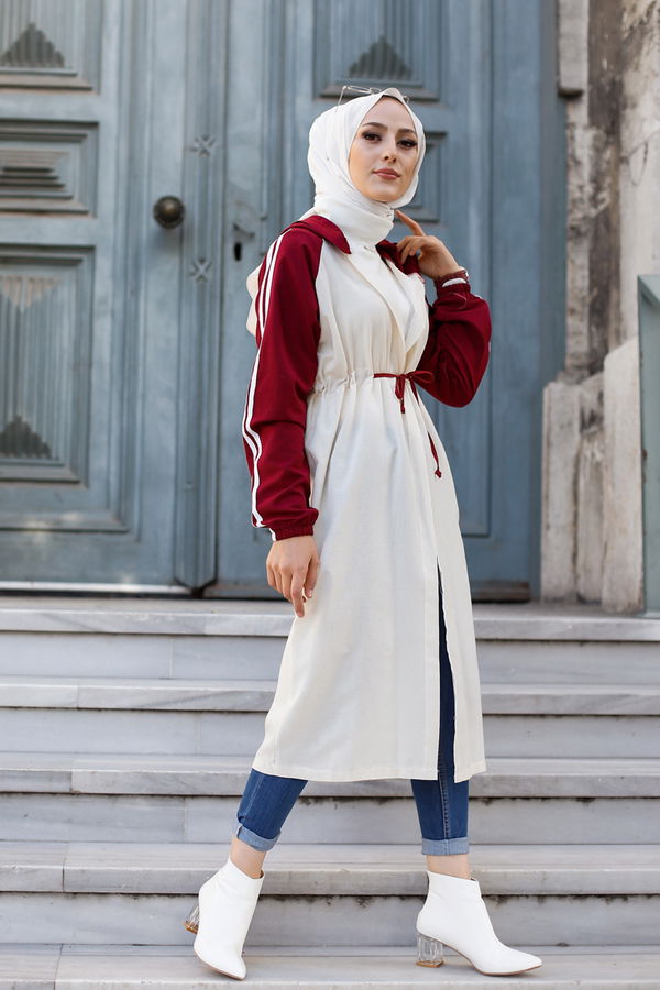 3059 KAPŞONLU TUNİK Bordo - 3059