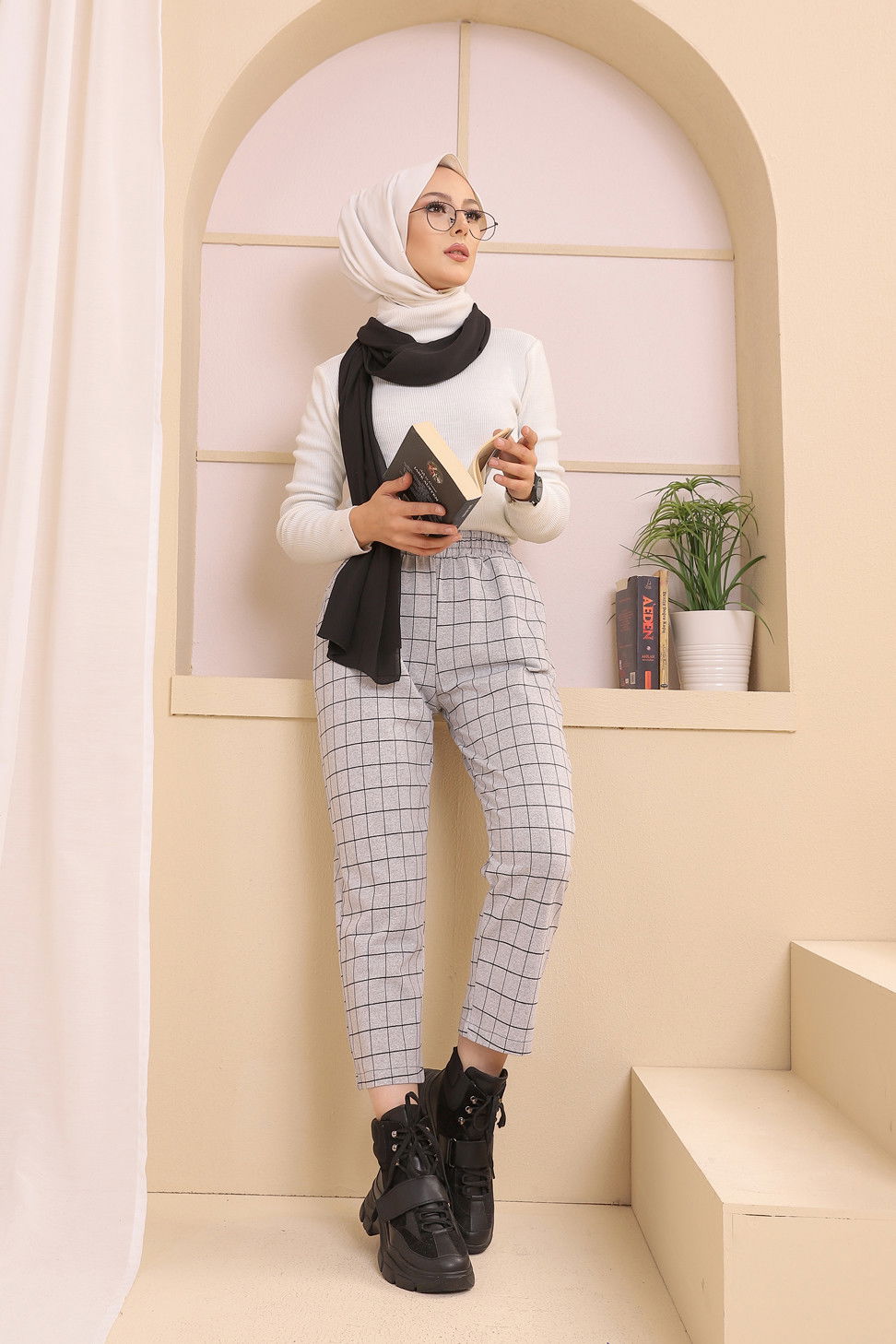 4151 B.KARELI PANTOLON Gri - 4151 GRİ