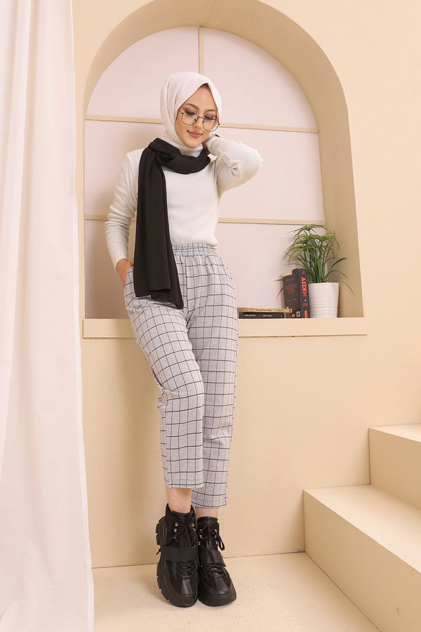 4151 B.KARELI PANTOLON Gri - 4151 GRİ