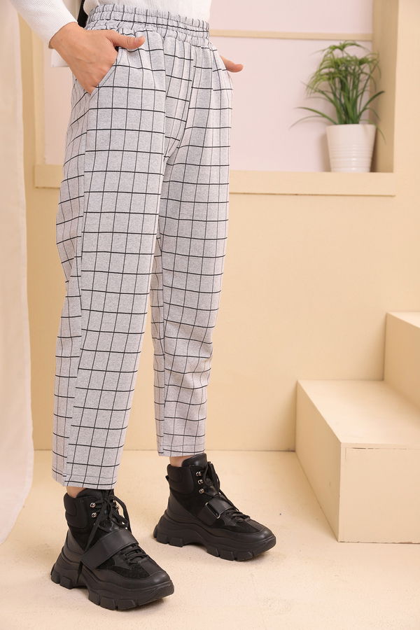 4151 B.KARELI PANTOLON Gri - 4151 GRİ