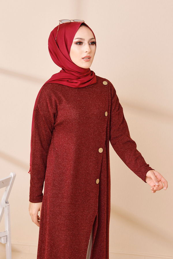 3422 ELBISE Bordo - 3422 BORDO