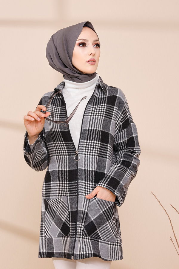 FERMUARLI CEKET Gri - 3453 GRİ