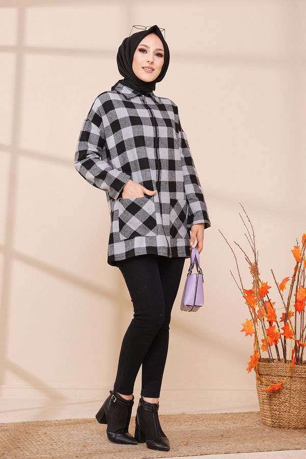 FERMUARLI CEKET Gri - 3453 GRİ